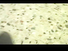 Tall blonde and small brunette lesbians in public