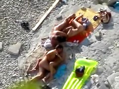 Exposed Beach - 2 Hawt Couples on the Rocks