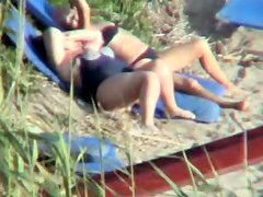 Beach voyeur man spying very fat mature in swimsuit