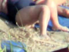 Beach voyeur man spying very fat mature in swimsuit