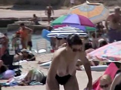 Nude beach adventure of fabulous little bimbos exposing their tight bodies