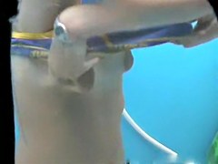 Voyuer changing room scenes with amateur out of her bikini