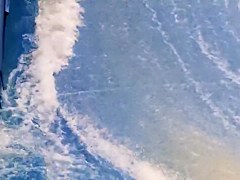 Sexy flowrider is demonstrating her downblouse in aqua park