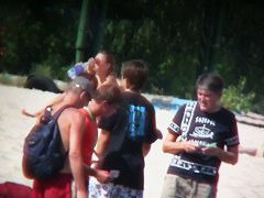 Hot images from a nude beach voyeur with naked skinny chicks