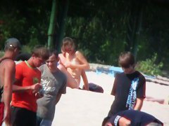 Hot images from a nude beach voyeur with naked skinny chicks