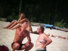 Hot images from a nude beach voyeur with naked skinny chicks