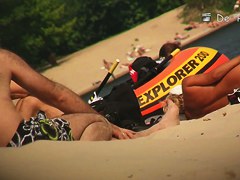 Big tits and trimmed pussy of sexy beach nudist girl