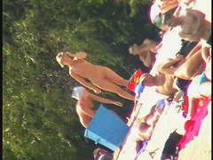 Skinny amateur blonde nudist voyeur video