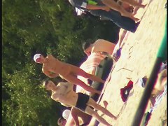 Skinny amateur blonde nudist voyeur video