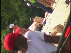 Skinny amateur blonde nudist voyeur video