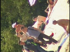 Skinny amateur blonde nudist voyeur video