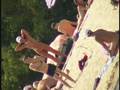 Skinny amateur blonde nudist voyeur video