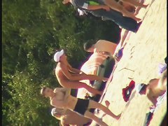 Skinny amateur blonde nudist voyeur video