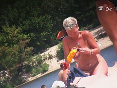 Sexy milf blonde hidden beach voyeur video