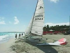 Various females on the beach tanning in a porno compilation