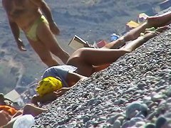 A fascinating nude beach voyeur video