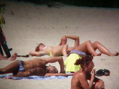 Huge tits on a skinny girl in this beach cam compilation
