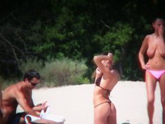 Huge tits on a skinny girl in this beach cam compilation