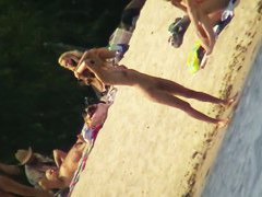 Beach porno video of a white skinny fit nude bitch in sunglasses