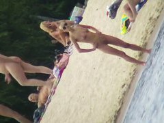 Beach porno video of a white skinny fit nude bitch in sunglasses