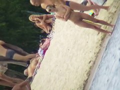 Beach porno video of a white skinny fit nude bitch in sunglasses