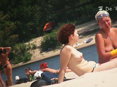 Boobs and asses of mature nudist women shots by beach voyeur