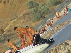 Naked amateur staying in water on beach voyeur hunter