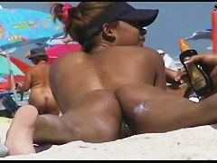 Sexy babes filmed playing on the beach