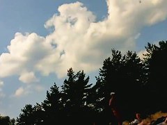 Naked bodies at private nudist beach