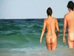 Nude 10 with wet shaking boobies and perfect ass in porno on the beach.