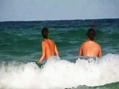 Nude 10 with wet shaking boobies and perfect ass in porno on the beach.