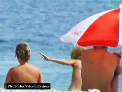Horny voyeur loves to spy on nude people on the beach.