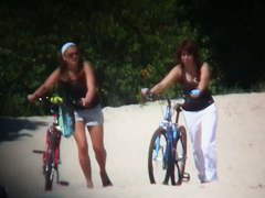 Nice ladies with delicious boobies having fun on the beach