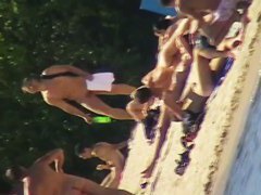 Beach voyeur spy cam petite brunette