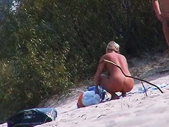 Nude beach extravaganza with fit people being taped by voyeurs