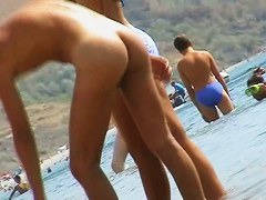 Beach porn compilation with five or six bitches walking around
