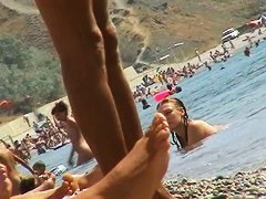 Beach porn compilation with five or six bitches walking around