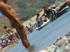 Girls caught going in and out of the water with a spy cam