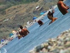 Girls caught going in and out of the water with a spy cam