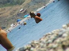 Girls caught going in and out of the water with a spy cam