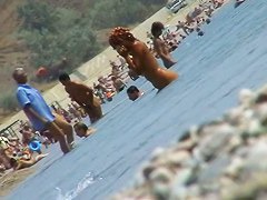 Girls caught going in and out of the water with a spy cam