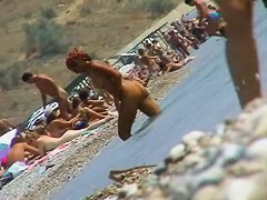 Girls caught going in and out of the water with a spy cam