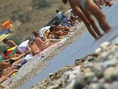 Girls caught going in and out of the water with a spy cam