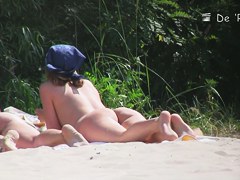 Cute girls naked tits and butts spied on beach voyeur cam