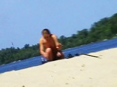 Arousing beach voyeur movie with adult babes with small boobs