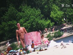 Sexy beach nudists got on voyeur cam with natural bodies