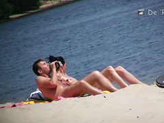 Sexy beach nudists got on voyeur cam with natural bodies