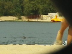 Topless natural girls beach voyeur combo video