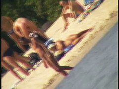 Sexy naked people in a beach voyeur video
