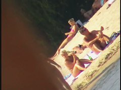 Sexy naked people in a beach voyeur video